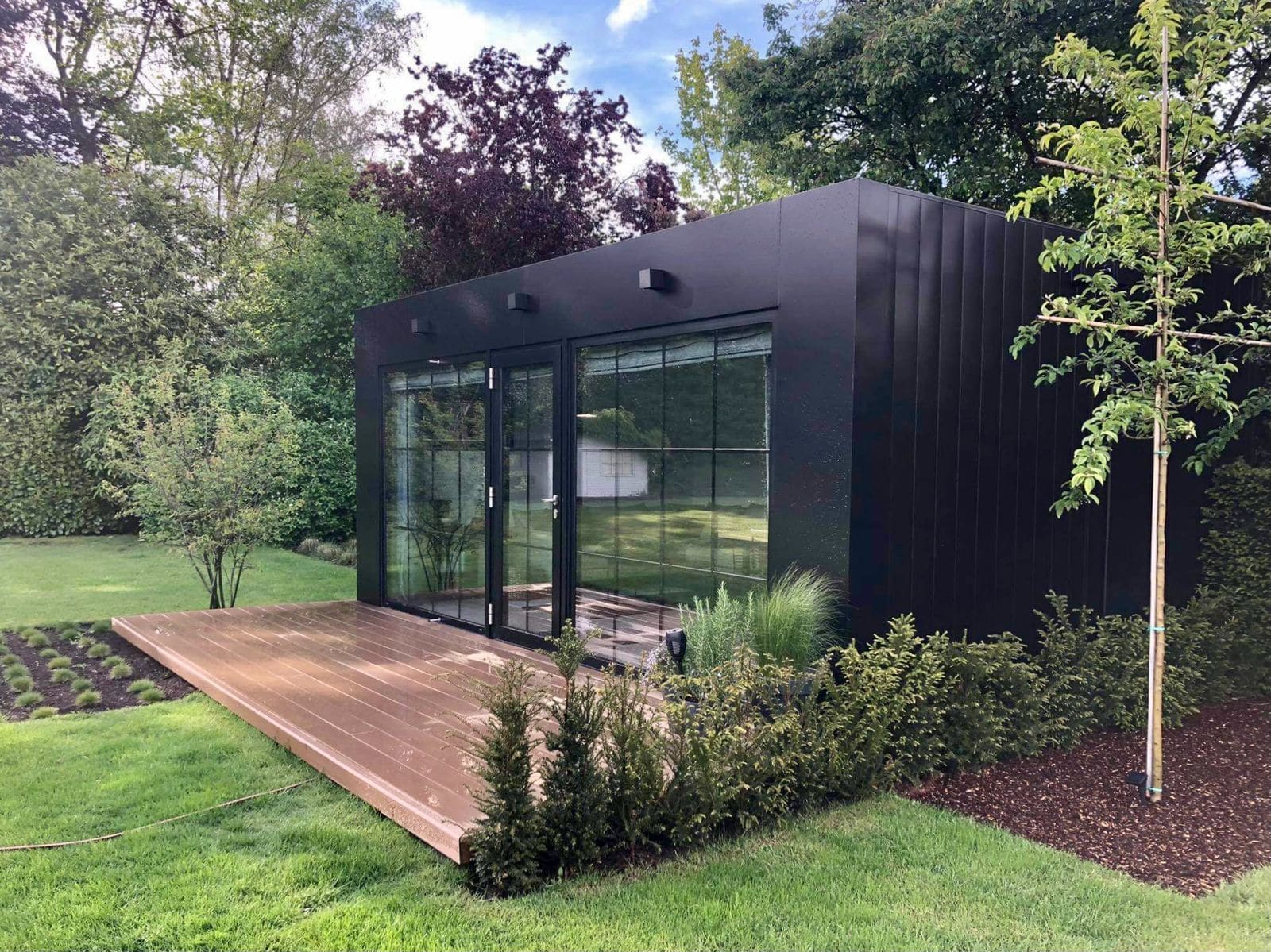 Finished Black Garden House with Glazed Facade